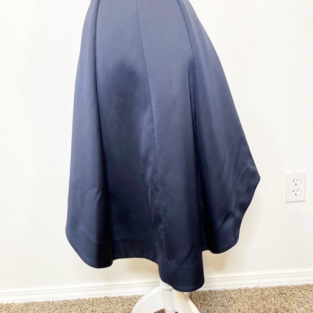 Keepsake Heart Strong Navy Blue Satin Formal Cocktail Party Midi Dress Size M - Picture 6 of 12